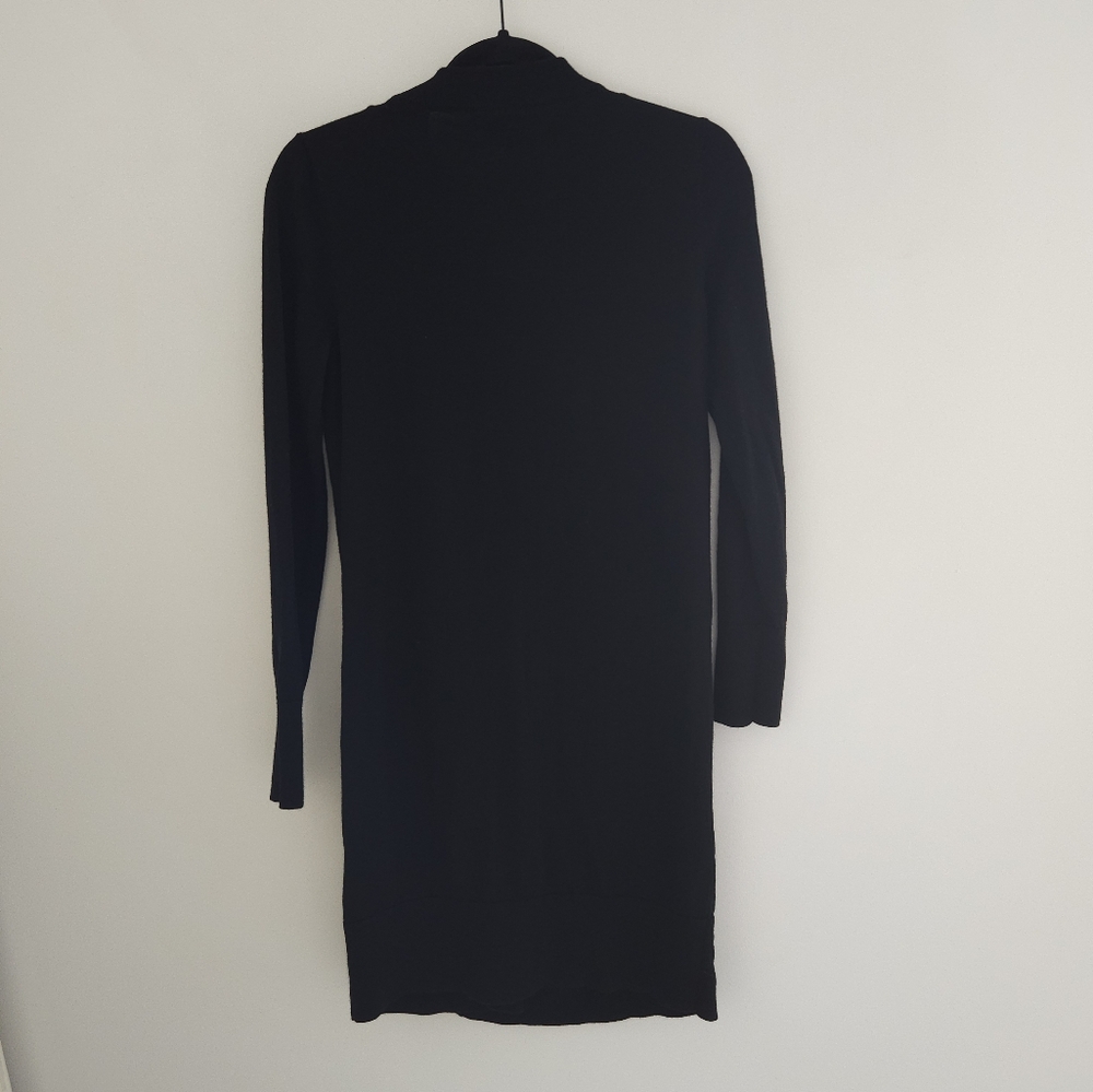 Cos Black Merino Wool Draped Button Long Sleeve D… - image 7